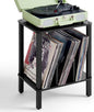 LELELINKY 2-Tier Record Player Stand with Vinyl Record Storage up to 100 Albums, Bedroom Record Holder and Multi-Functional End Table for Living Room, Black
