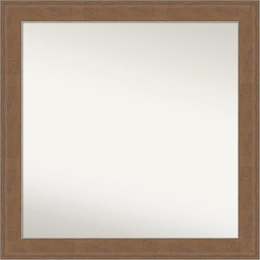 Amanti Art Grey Bathroom Mirror for Over Sink, 31x31 Alta Brown Grey Square Vanity Mirror, Large Country Rustic Frame, Hangs Horizonally and Vertically, Bathroom Wall Decor, Non-Beveled Edge