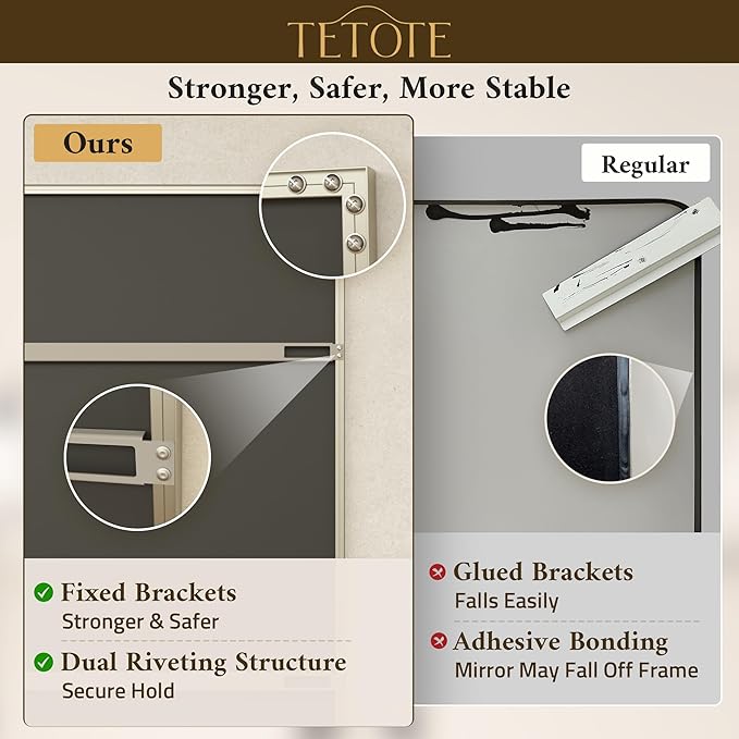 TETOTE Brushed Nickel Bathroom Mirror for Over Sink Beveled Frame 48" x 24" Rectangle Bathroom Vanity Wall Mirror, Tempered Glass, Stronger Frame, Modern Farmhouse Bedroom, Entryway, Living Room