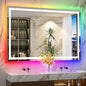 60x40 Inch RGB LED Bathroom Mirror Front Light and RGB Backlit Lighted Vanity Mirror for Bathroom Wall Mounted Dimmable Anti Fog Memory Shatter-Proof IP54 Waterproof Horizontal/Vertical