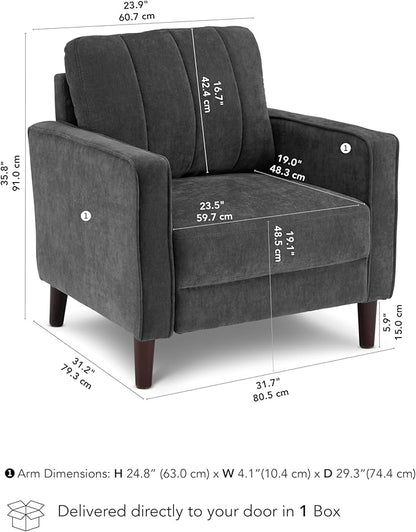 Bush Home 32-inch Accent Chair, Living Room Furniture, Max Collection, Iron Gray Chenille Fabric