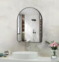 GLASHOM 20"x28" Black Arched Mirror for Bathroom, Wall Mounted Mirror, Aluminum Alloy Brushed Framed Wall Mirror, Anti-Rust, Large Mirror for Over Sink, Bedroom, Entryway Vertically Hanging