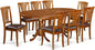 East West Furniture PLAV9-SBR-LC 9 Piece Dining Room Table Set Includes an Oval Kitchen Table with Butterfly Leaf and 8 Faux Leather Upholstered Dining Chairs, 42x78 Inch, Saddle Brown