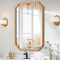 Wood Bathroom Mirror for Wall Mounted, 24" x 36" Rustic Bathroom Mirror for Over Sink with Wood Frame Farmhouse Rounded Corner Rectangle Mirror Decorative(Natural Color)