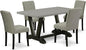 East West Furniture V696AB106-5 5 Piece Dining Table Set for 4 Includes a Rectangle Kitchen Table with V-Legs and 4 Shitake Linen Fabric Upholstered Parson Chairs, 36x60 Inch, Multi-Color