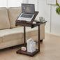 CozyDH Rolling Side Table with Wheels, Adjustable C Shaped End Table for Couch, Solid Wood TV Tray Sofa Arm Table for Eating Multi-Purpose, Small Coffee Table Living Room Bedroom, Walnut