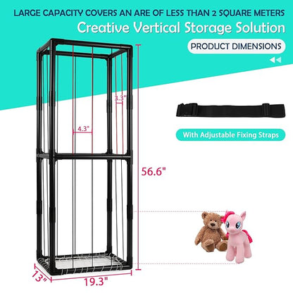 Stuffed Animal Zoo Storage Stuffed Animal Holder PVC Plush Storage Organizer Shelf with Elastic Band for Birthday Gift for Nursery Play Room Bedroom (Black)