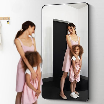 72" x 36"Bathroom Mirror, Matte Black Wall Mirror with Metal Frame, Decorative Rectangular Vanity Mirror for Bedroom Bathroom Living Room Entryway (Horizontal/Vertical)