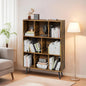 8 Cube Bookshelf 3 Tier Mid-Century Rustic Brown Modern Bookcase with Legs,Retro Wood Book Shelf Storage Organizer Shelf,Freestanding Organizer Display Shelf for Bedroom,Living Room,Office
