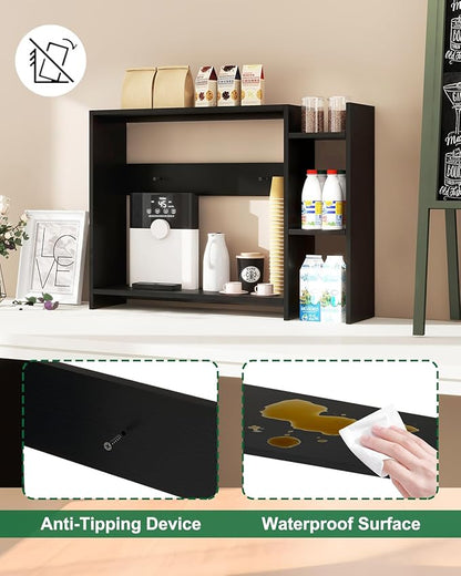 IBUYKE Desktop Bookshelf,36.8" Desktop Organizer Shelf,Wood Desk Hutch for Computer Monitor,Display Shelf for Office Home Dormitory,Black TMZ008B