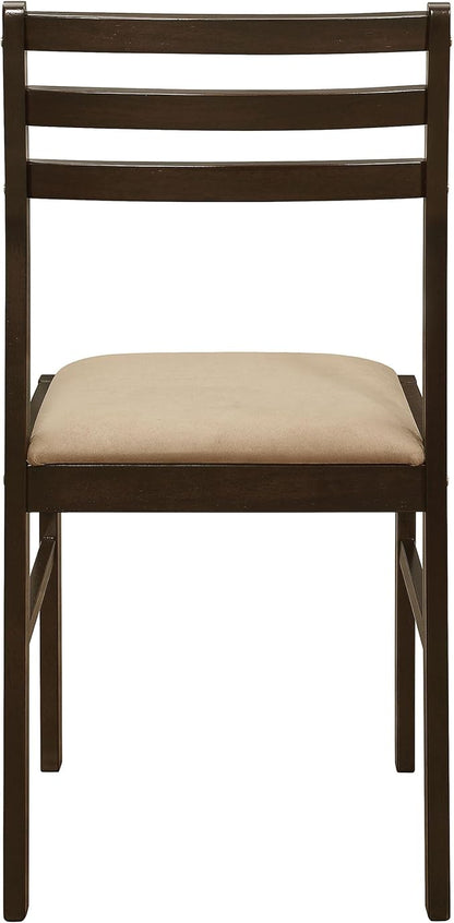 Coaster Home Furnishings 3-Piece Round Wood Dining Room Set Drop Leaf Extension Table Ladder Back Side Chairs Upholstered Seat Cushions Cappuccino and Tan 130005