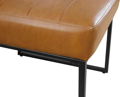 HomePop Channeled Metal Dining Chair Home Décor | Single Pack - Brown Faux Leather