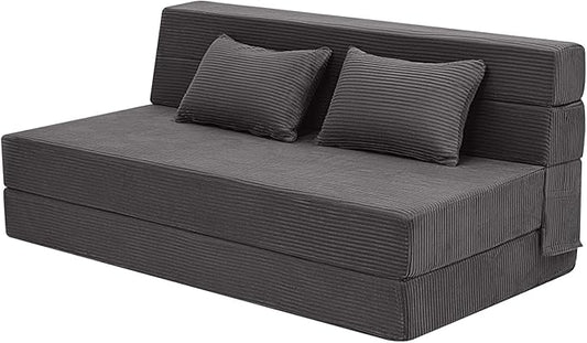 MeMoreCool Boneless Folding Sofa Bed Queen, Corduroy Convertible Sleeper Chair, Foldable Foam Mattress Chair, Comfy Fold‑Out Futon Couch Bed, Large Floor Sofa Couch for Living‑Room Guest