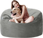 3FT Bean Bag Chair with Ultra Soft Velvet Cover Bean Bag Sofa with Memory Foam Bean Bag Chairs with Large Size Lazy Sofa for Dorm Office Living Room Bedroom Silver Grey 3'