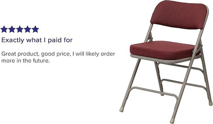 Flash Furniture Hercules Series Metal Folding Chairs with Cushioned Seat, Fabric Upholstered Event Chairs with 300-lb. Static Weight Capacity, Set of 2, Burgundy