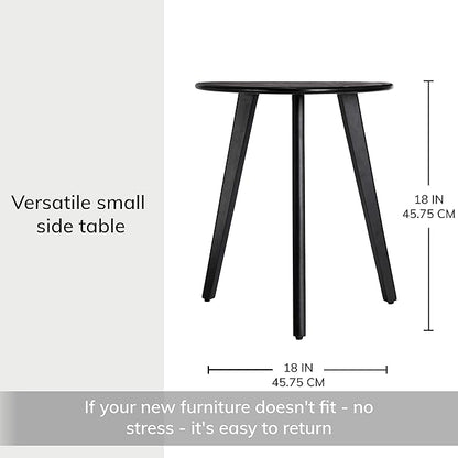 MH London Tri Pin Side Table I Handmade Natural Mango Wood, Naturally Moisture Resistant, Maintenance Free I 18" x 18" x 20" I Wandsworth, Black