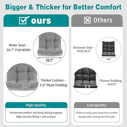 Welnow Accent Lounge Lazy Chair, Comfy Soft Leisure Metal Frame Reading Chair, Upholstered Thick Cushion Seated Recliner Sofa for Living Room, Bedroom, Dorm, Light Grey