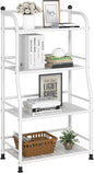 4 Tier Metal Shelf Storage Shelves Living Room Bookshelf Bathroom Corner Storage Rack for Kitchen,Indoor Plant Stand (Matte White, 4 Tier)