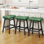 Counter Height Bar Stools Set of 3, 24 Inch Barstools for Kitchen Counter, Kitchen Stools with Faux Leather Saddle Seats & Heavy Duty Metal Legs, Easy Assembly, Forest Green