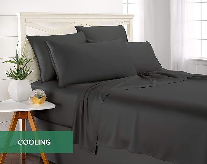 Twin XL Sheets by Pure Bamboo, Genuine 100% Organic Viscose Derived from Bamboo Bed Sheet Set, Luxuriously Soft & Cooling, Double Stitching, Lifetime Quality Promise (Twin XL, Charcoal)