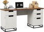 Garvee 59" Farmhouse Executive Desk, Home Office Desk with File Drawer and Storage Cabinet, Wooden Computer Table with 3 Drawers for Work and Study (Vintage)