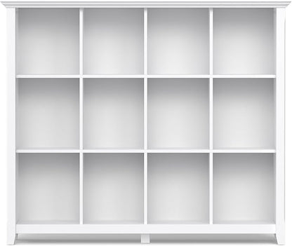 SIMPLIHOME Acadian Bookcase - 57 inch Tall 12-Cube Solid Wood Storage Display Unit in White, Transitional Cube Organizer for Living Room, Study Room or Office with Fixed Shelves and Tapered Legs