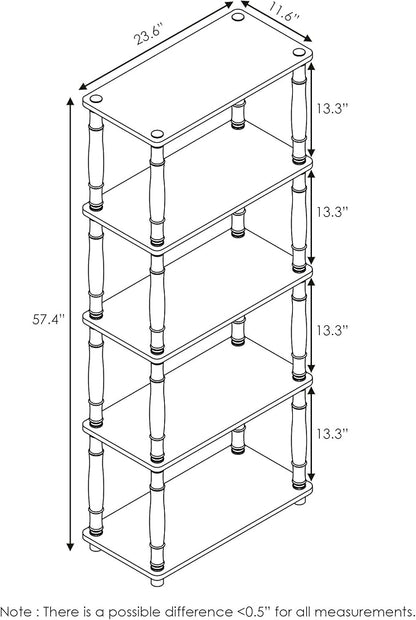 Furinno Turn-N-Tube 5-Tier Multipurpose Shelf / Display Rack / Storage Shelf / Bookshelf, Classic Tubes, Dark Cherry/Black