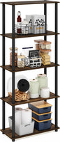 Furinno Turn-N-Tube 5-Tier Multipurpose Shelf Display Rack, Amber Pine/Black