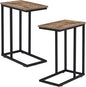 VECELO C Shaped End Side Table for Sofa Couch and Bed Snack TV Tray for Living Room Bedroom, 2 Set, Grey