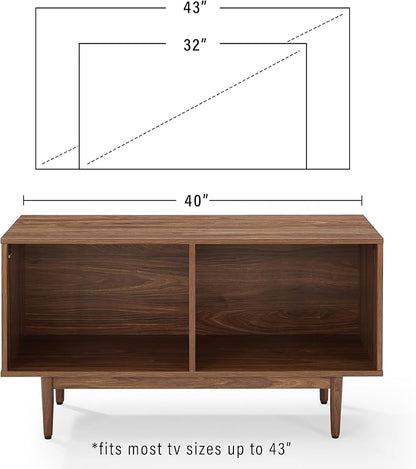 Crosley Furniture Liam Medium Vinyl Record Storage TV Stand and Entertainment Center, Media Console, Walnut