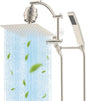 Hibbent Metal 10'' Filtered Rainfall Shower Head with Handheld Combo, High Pressure Shower Wand, 16'' Adjustable Arc Extension Arm, 20 Stage Shower Filter, 71'' Hose, Shower Holder, Brushed Nickel