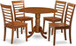East West Furniture DLML5-SBR-W 5 Piece Kitchen Table & Chairs Set Includes a Round Dining Table with Dropleaf and 4 Dining Room Chairs, 42x42 Inch, Saddle Brown