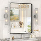 22x30 Inch Black Metal Framed Mirror for Bathroom, Matte Black Vanity Mirror, Rounded Rectangle Bathroom Mirror, Anti-Rust, Shatterproof (Horizontal/Vertical)