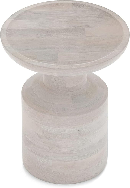 SIMPLIHOME Haynes 16-inch Wide Solid Mango End Table in White Wash, Handcrafted Boho-Style Accent Table for Living, Bedroom, or Home Office, Assembled