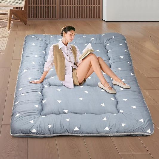 Japanese Floor Mattress,Roll Up Memory Foam Tatami Mat Easy to Store and Portable,Futon Mattress Suitable for Camping and Guest Room (Grey, Full (80" X 47"))