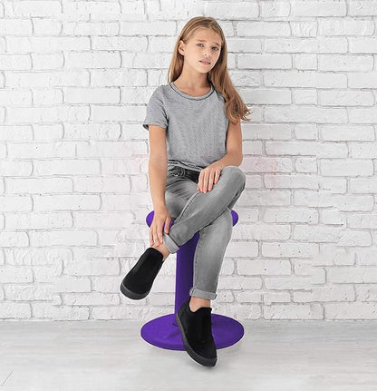 ActiveChairs Kids Wobble Chair, Flexible Elementary Classroom Seating, Improves Focus, Posture and Helps ADHD/ADD, Sensory Desk Chairs, Pre-Teen 17.75" Active Fidget Chairs, Ages 7-12, Purple