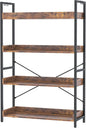 HCHQHS 4 Tier Bookshelf, Adjustable Industrial Bookcase, Vertical Tall Book Shelf, Wood and Black Metal Open Bookshelves for Home Office, Living Room, Bedroom