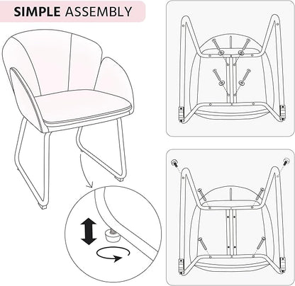 Yaheetech Modern PU Leather Armchair, Flower Shaped Makeup Chair Vanity Chair with Golden Metal Legs for Living Room/Makeup Room/Bedroom/Home Office/Kitchen, Simple Pink