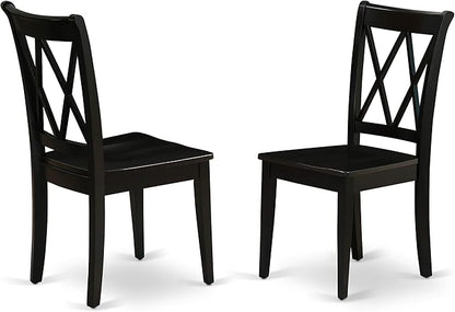 East West Furniture SHCL5-BLK-W 5 Piece Dining Room Table Set Includes a Round Wooden Table with Pedestal and 4 Kitchen Dining Chairs, 42x42 Inch, Black