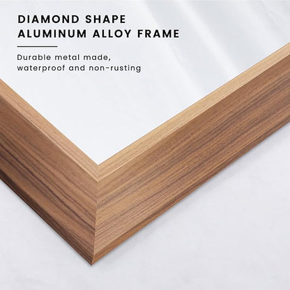 Amorho 72 X36 Inch Bathroom Mirror for Wall, Walnut Wood Grain Metal Framed, Anti-Rust, Hang Horizontally/Vertically, Suitable for Bedroom, Farmhouse, Bathroom, Decorative