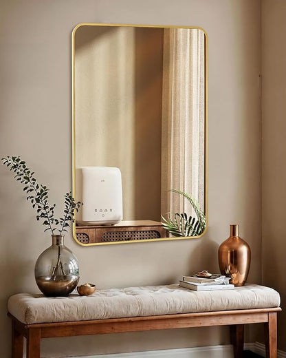 Gold Bathroom Mirror,Rectangle 20 x 30 Inch Vanity Wall Mirror,Modern Mirror for Wall Decoration,Decorative Rectangular Mirror for Bedroom Living Room Entryway