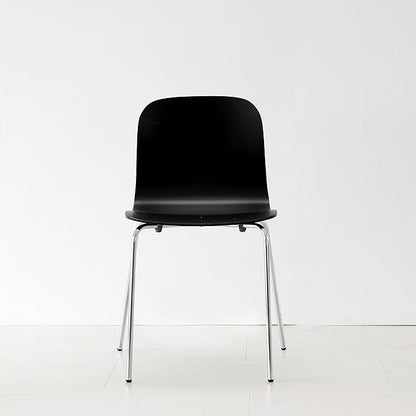 Livinia No.10 Mid-Century Modern Wooden Dining Chairs Set of 2, Contemporary Bentwood Kitchen Interior Armless Chairs with Steel Legs (Black)