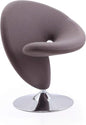 Manhattan Comfort Curl Swivel Accent Chair Set of 2 with 360° Turn, Fully Assembled, Upholstered in Wool Blend, Modern Ergonomic Design with Polished Chrome Base, Living Room & Office, Set of 1, Grey