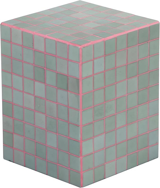 JONATHAN Y END2000F Callista 18" Modern Bohemian Ceramic Tiled Rectangle End Table, Side Table, Accent Table for Living Room, Bedroom, Sage Gray/Pink