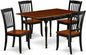 East West Furniture MZDA5-BCH-W 5 Piece Dining Room Furniture Set Includes a Rectangle Kitchen Table with Dropleaf and 4 Dining Chairs, 36x54 Inch, Black & Cherry