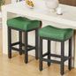 Counter Height Bar Stools Set of 2, 24 Inch Barstools for Kitchen Island Counter, Faux Leather Kitchen Stools with Thick Saddle Seats & Heavy Duty Metal Base, Easy Assembly, Forest Green