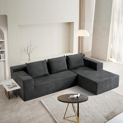 ANONER 103” Cloud Sectional Sofa L-Shaped Boneless Couch, Modern Minimalist Modular Free Combination Foam Sofa with Deep Seat for Living Room, No Assembly Required, Dark Grey