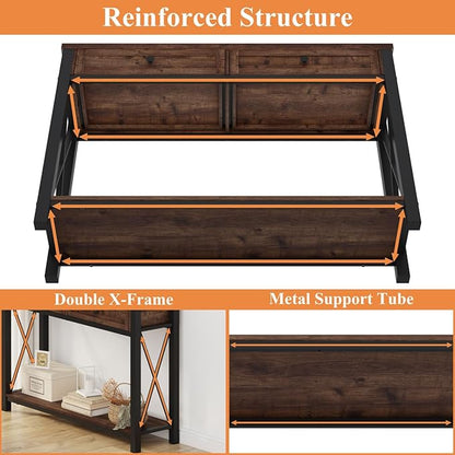 BON AUGURE Console Table with 2 Drawers, Entryway Tables with Storage, Sofa Table Behind Couch for Living Room, Farmhouse Entry Tables for Hallway, Foyer, Front Door (Rustic Oak, 47 Inch)
