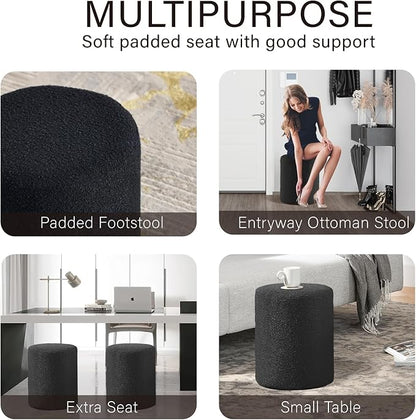 Get Set Style Modern Round Ottoman with Soft Padded Seat, Multifunctional Vanity Stool for Makeup, Upholstered Footrest Stool Ottoman Foot Stool for Living Room, Bedroom