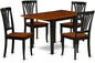 East West Furniture NDAV5-BCH-W 5 Piece Dining Table Set for 4 Includes a Rectangle Kitchen Table with Dropleaf and 4 Dining Room Chairs, 30x48 Inch, Black & Cherry